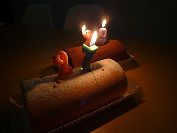 堂島ロールas誕生日ケーキ